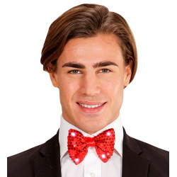 Červený blikající flitrový motýlek